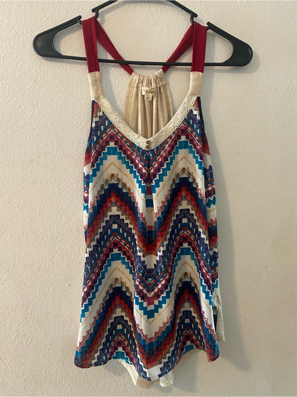 Rewind Boho Chevron Print Halter Tank Top